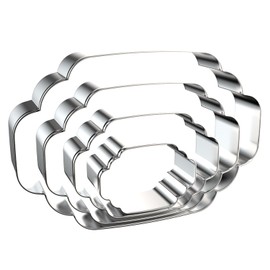 Plaque Cookie Cutter Set Extra Large - 5 inch, 4 inch, 3 inch, 2 inch - 4 Piece Long Oval Frame Plaque Cookie Cutters Shapes Molds - Stainless Steel
