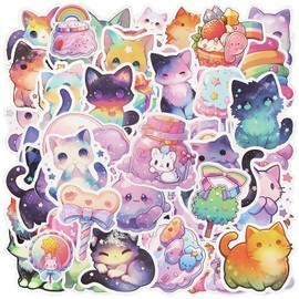 200 PCS Cute Small Stickers Set Kawaii, Cute Cat Sticker for Kids Teens, Cat Party Favors, Waterproof Kitty Stickers for Water Bottle Laptop Scrapbook