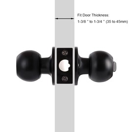Door Knobs with Lock and Keys, Exterior/Interior Door Handle Lock for Bedroom, Ball Indoor Door Lock, Matte Black