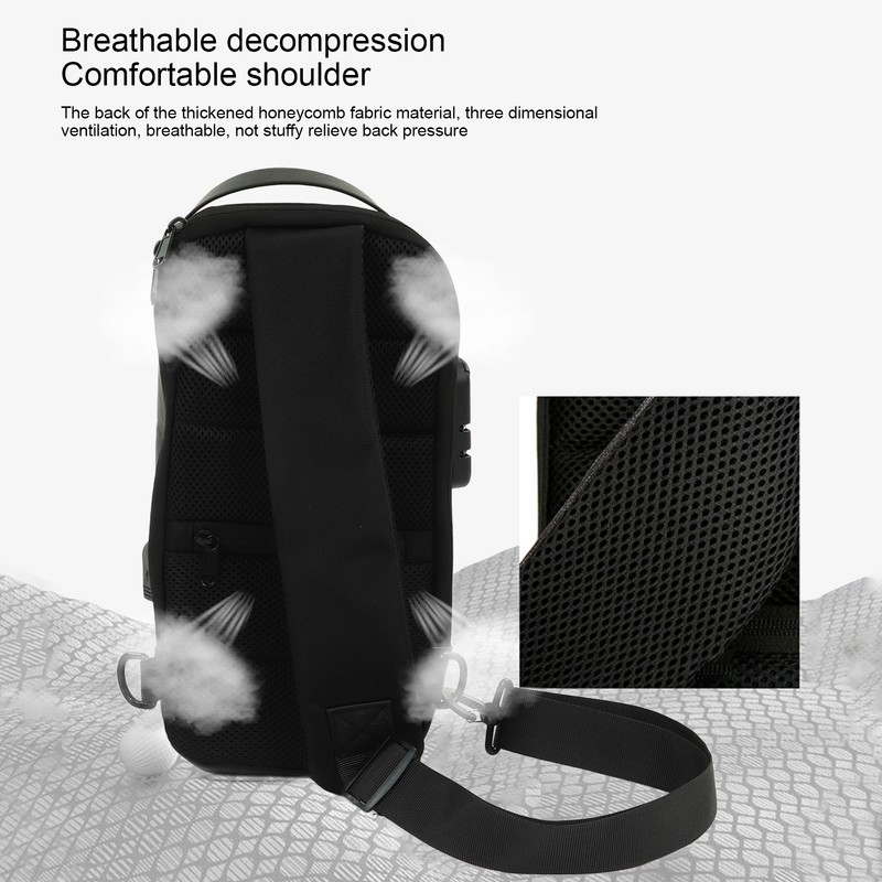 Sling Backpack USB Prevents Theft Waterproof Chest Shoulder Bags for