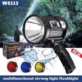 200000LM Rechargeable Spotlight LED Spot Light Handheld Flashlight Searchlight
