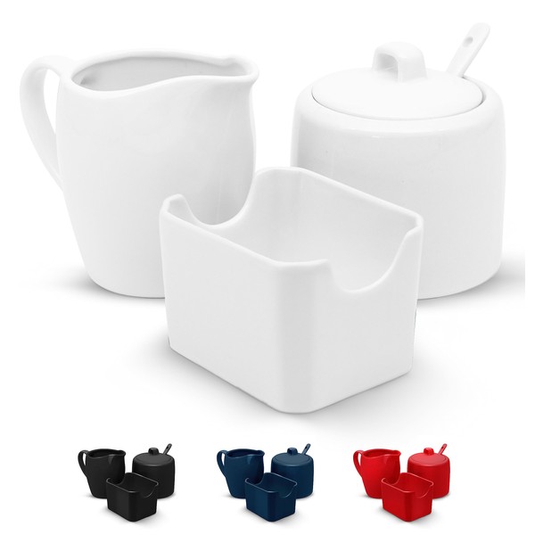 KooK Sugar and Creamer Set, 3 Piece, Pitcher, Sugar Bowl