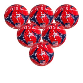 PLAYPRO Country Training Soccer Ball - Elite Edition - for All Ages - Size 2, 3, 4 and 5 (USA - RED, 4-6 Pack)