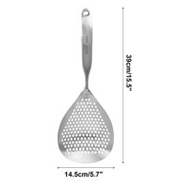 Jiozermi Stainless Steel Skimmer Slotted Spoon, Pasta Spider Strainer Ladle for Frying and Cooking, Durable 304 Stainless Steel Frying Strainer Spoon for Noodles, Pasta, and Vegetables