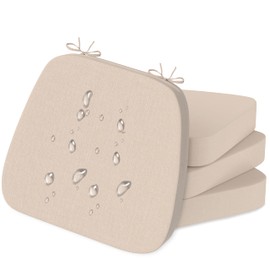 Iristykilin 17'' x 16'' x 2.5"Thick Chair Cushions for Dining Chairs, 4 Pack WaterProof Easy Clean Kitchen Chair Pads with Ties and Non-Slip Backing - 30D High Elastic Foam Soft Kitchen Chair Cushions