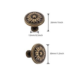 GDQLCNXB Vintage Flower Shape Cabinet Drawer Knobs,Pull Handle Metal Flower Shape Cabinet Drawer Door Knob Bronze Tone 10 Pcs