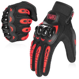 COFIT Motorcycle Gloves Breathable, Touchscreen Motorbike Gloves Anti-Slip with Good Grip Hard Knuckles Protection for Men Women Motocross, BMX ATV MTB Cycling, Road Racing - Red XL