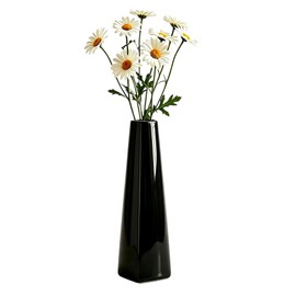 Small Glossy Black Square Ceramic Bud Vase