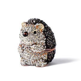 NIODAY Hand Painted Trinket Box Enamel Vintage Jewelry Box Standing Hedgehog Hinged Metal Jewelry Organizer Decorative Treasure Box Unique Gifts for Animal Lover