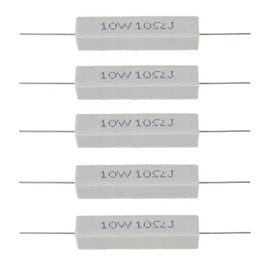 BOJACK Ceramic Cement Resistor 10W 10 ohm Resistance 5% Ceramic Wire Wound Resistors（Pack of 5 pcs）