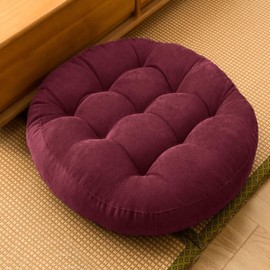 Gfobip Round Pillow Meditation Floor Pillow Large Round Floor Cushions for Adults Corduroy Floor Seat Pillows Cushion for Living Room Tatami Yoga,Wine Red,16.5x16.5 Inch