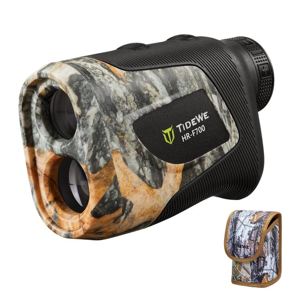 TideWe Hunting Rangefinder with Rechargeable Battery, 700Y Camo Laser Range Finder 6X Magnification, Distance/Angle/Speed/Scan Multi Functional Waterproof Rangefinder with Case