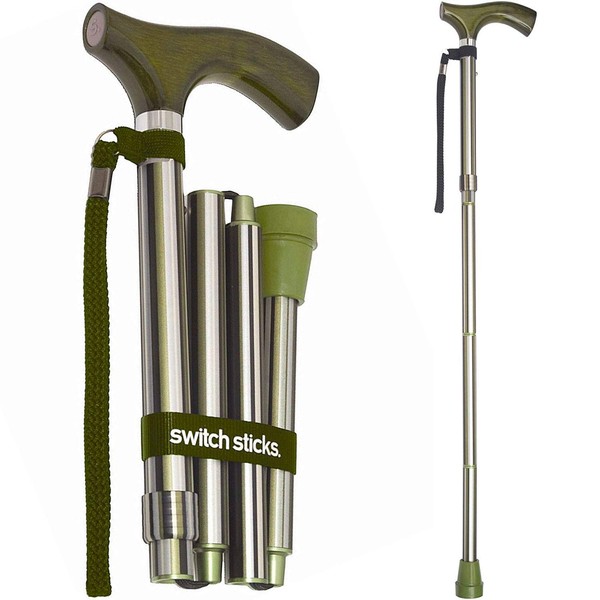 Switch Sticks Walking Cane for Men or Women, Foldable and Adjustable from 32-37 Inches, FSA and HSA Eligible, Huntington