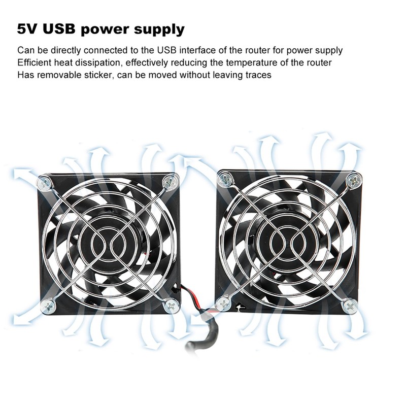 Dual Fan Router Heat Dissipation Cooler, 5V USB Computer Fan,