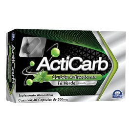 Acticarb Carbn Activado Con T Verde 30 Cap 500 Mg Sin Sabor                                                                                           