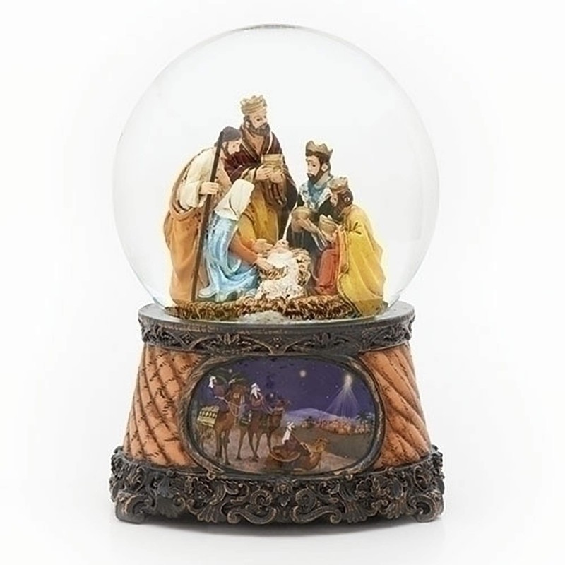 Three Kings Nativity Scene 6 Inch Musical Glitter Dome Plays