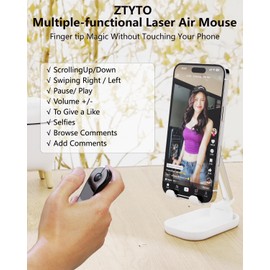 ZTYTO Air Mouse Rechargeable Wireless Presenter with Touchpad for PC/Laptop/iOS/Android, Bluetooth Remote Control for PowerPoint/Keynote/TikTok/Camera/Kindle App (Black)