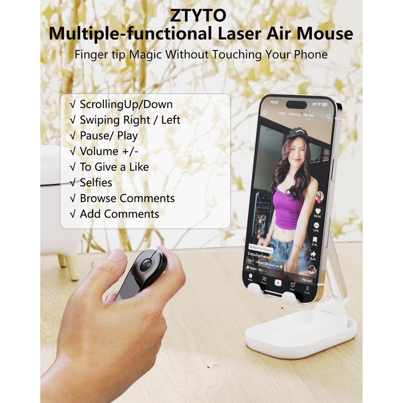 ZTYTO Air Mouse Rechargeable Wireless Presenter with Touchpad for PC/Laptop/iOS/Android,