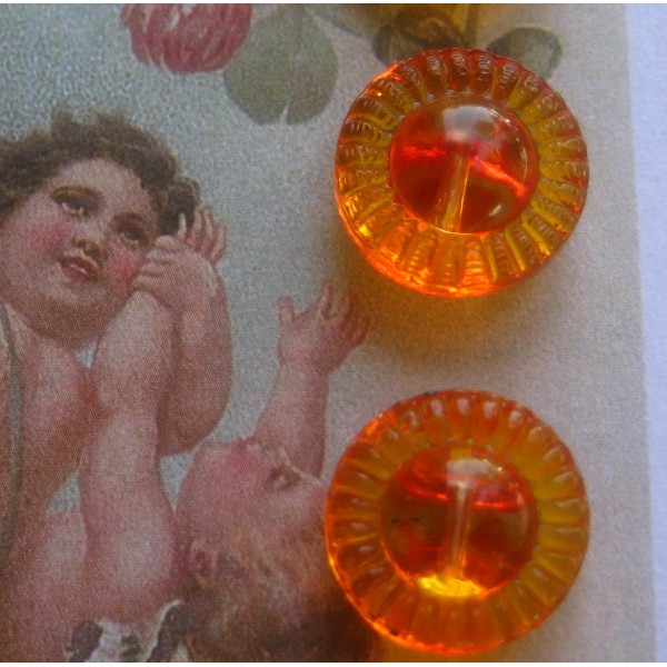 Set of 6 ~ Vintage 1/2" Painted Apricot Crystal Glass