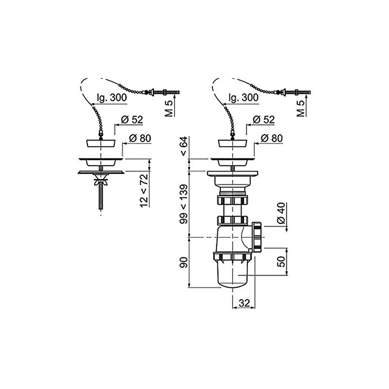 Wirquin 30718733 – Drain for 2 Communicating Basins D60 mm