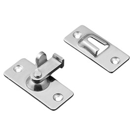 90 Degree Door Lock Hasp Latch, Stainless Steel Right Angle Sliding Door Locking Latch, Bending Buckle Bolt Lock for Push Sliding Barn Door Window (Silver)