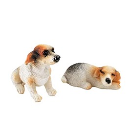 Melody Jane Dolls House Jack Russel Dogs Sitting & Lying Down Miniature Pet 1:12 Accessory