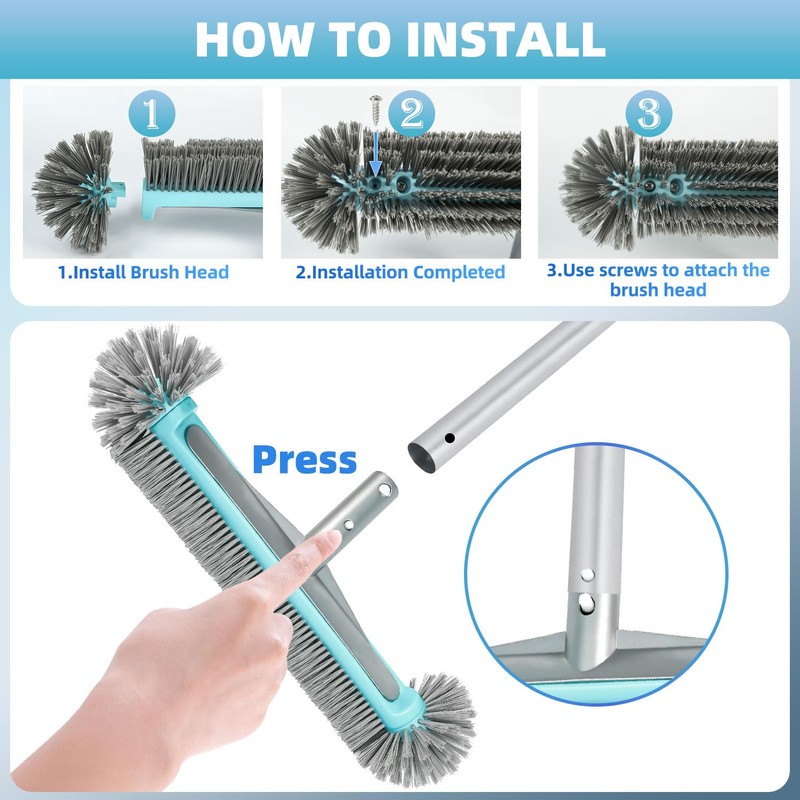 WXFANA Pool Brush Head for Walls, Tiles Floors - 17.5"