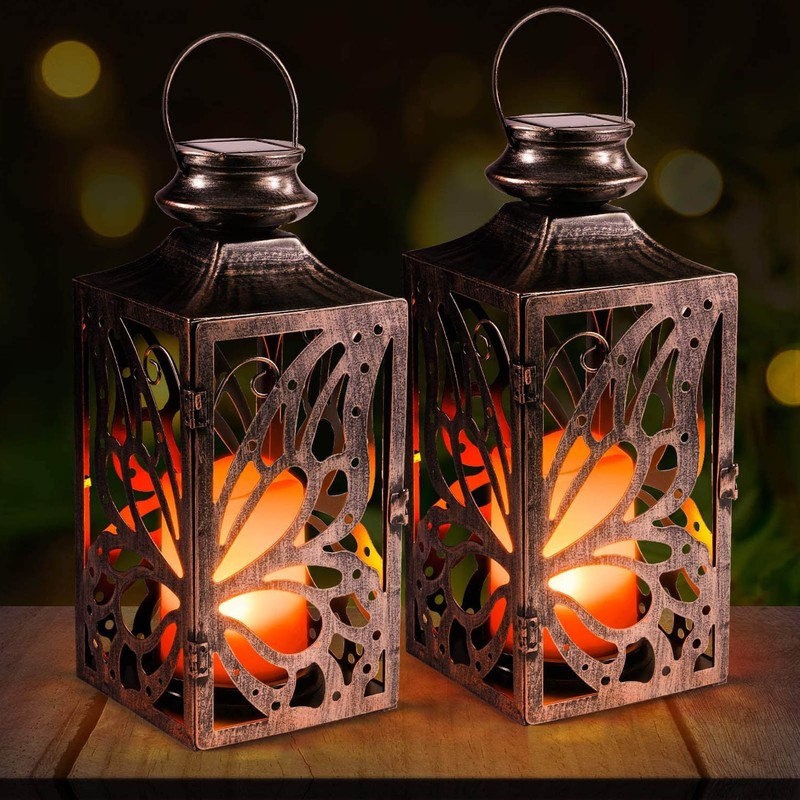 LED Solar Lantern Outdoor Hanging Hollow Out Butterfly Solar Light