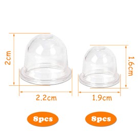 XPOOP Pack of 16 Primer Pump, Carburettor Primer Piston, Fuel Pump, Transparent, Gas Powered, Trimmer, Pump, Trimmer