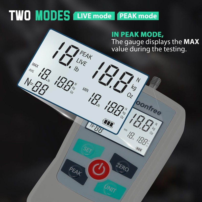 Mxmoonfree Digital Force Gauge 110LB Trigger Pull Gauge Push Pull