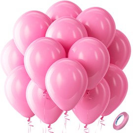 Bezente Pink Balloons Latex Party Balloons - 100 Pack 12 inch Round Helium Pink Balloons for Birthday Wedding Anniversary Baby Shower Gender Reveal Party Decoration