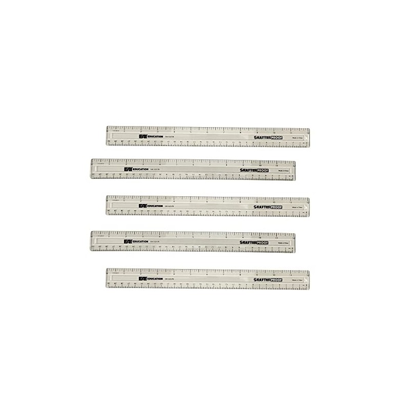 EAI Education 12" ShatterProof Ruler 1/8" Scale: Clear - Set
