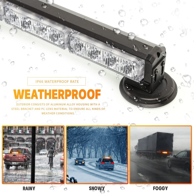 14" Battery Powered Emergency Strobe Lights Bar for Truck Vehicle