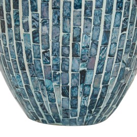 Deco 79 Mother of Pearl Shell Handmade Decorative Vase Centerpiece Vase, Flower Vase for Home Decoration 9" x 9" x 16", Blue