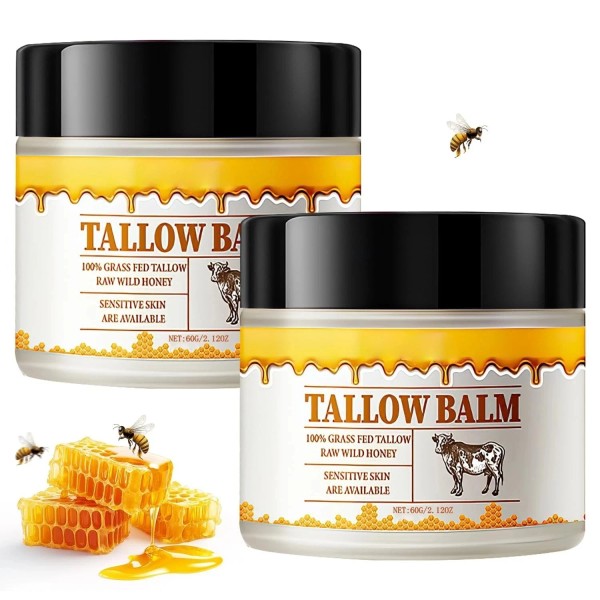 Unbranded 2 Pack Tallow and Honey Balm, Premium Beef Tallow