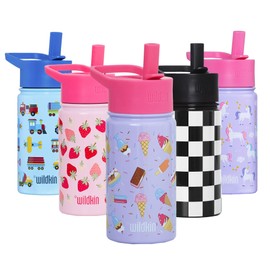 Wildkin Kids 14 oz Reusable BPA-Free Stainless Steel Water Bottle with Leak Proof Lid for Boys & Girls, Insulated, Durable, and Easy to Clean Water Bottles for Toddlers - Sweet Dreams