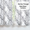 FMFUNCTEX Black Linen Kitchen Curtains, Branch Pattern Tier Window Curtains