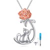 ONEFINITY Cat Urn Necklace for Ashes Sterling Silver Cat Flower