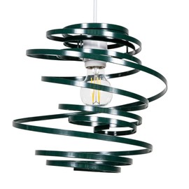 Modern Designer Dark Forest Green Gloss Metal Double Ribbon Spiral Swirl Ceiling Light Pendant Shade | 23cm Diameter | 60w Maximum by Happy Homewares