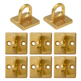 Wall Screw Mount Crowd Control Stanchions Safety barriers Hanging Circle Hook for Twisted Barrier Velvet VIP Rope (1.5x1.5(Square OD) x0.78(Ring ID) in, Gold, 8)