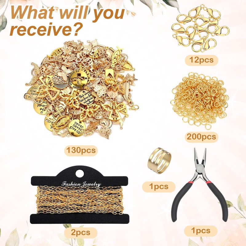 VioraWhite 1 Set 1 Set 346 Pcs DIY Bible Charm