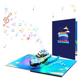 GREETING ART Pop Up Cruise Ship Card, Birthday Cards, LIGHTS & SOUND Pop Up Happy Birthday Card Gifts for Women Men Husband Wife Kids Greeting Cards