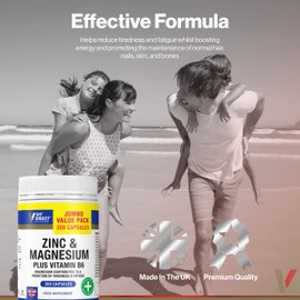 Vit Direct - Zinc and Magnesium Supplements with Vitamin B6 - Jumbo Pack - 200 Capsules - Supports Energy, Reduces Tiredness & Fatigue - Promotes Healthy Hair, Nails, Skin & Bones