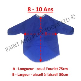 Childrens Kids Toddler Waterproof Play Apron - Age 8-10 Years - Painting, Baking, Cooking, Smock - Blue