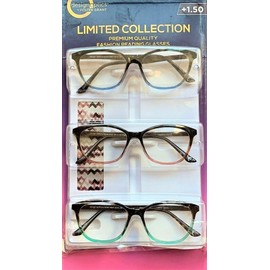 Foster Grant Design Optics by Foster Grant Limited Collection Reading Glasses +1.50 - 3PKS