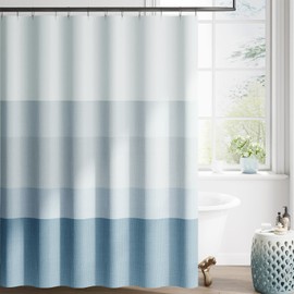 jinchan Ombre Ocean Blue Striped Shower Curtain Waterproof Fabric Shower Curtains for Bathroom Gradual Color Minimalist Design Modern Neutral Luxury Shower Curtain Set with 12 Hooks 70x72 inches