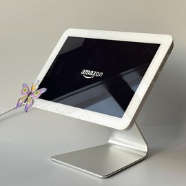 ATOPHK ATOPHK Aluminum Tilt & Swivel Stand for Echo Hub - Adjustable 360 Rotation, Durable Desktop with Anti-Slip Base, Smart Home Display for Kitchen, Office & Living Room, Silver Stand.