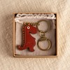 NEWGOCRAFT Cute Dinosaur Keychain Charms Cute Dinosaur Genuine Leather Metal