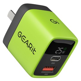 GEARit 35W GaN Charger - Dual Port USB-A and USB-C Charger Block - Fast Charging Station for Multiple Devices - Multiport Travel Hub with Built-in Smart Display