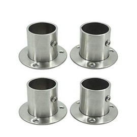 Stainless Steel Clothes Rail, Round Tube Tie Rod End Bracket for Wardrobe, Set of 4, 62 mm x 62 mm x 40 mm, Rustproof Adjustable Flange for 32 mm